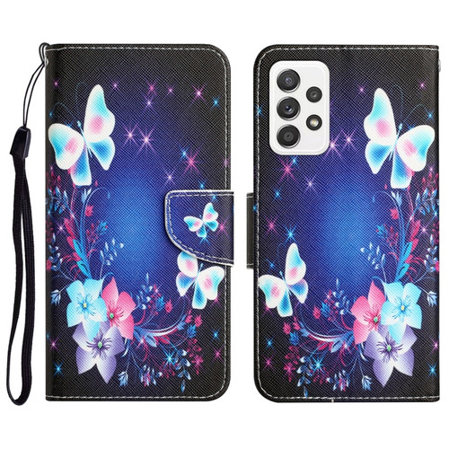 Samsung Galaxy A53 5G Colored Drawing Leather Phone Case - Butterfly