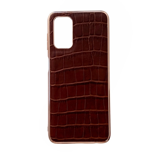 Samsung Galaxy A53 5G Crocodile Texture Genuine Leather Electroplating Phone Case - Brown