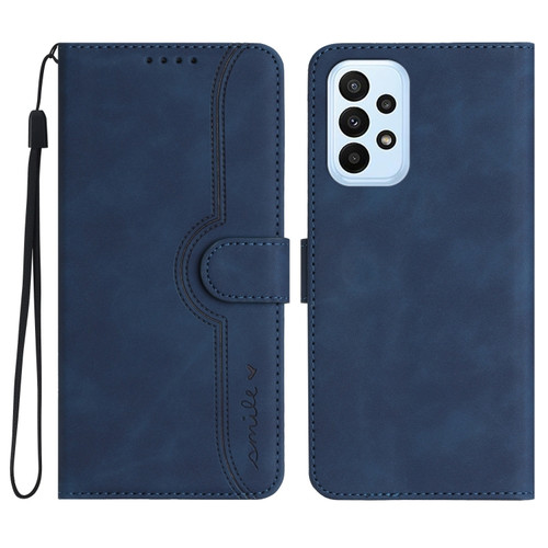 Samsung Galaxy A53 5G Heart Pattern Skin Feel Leather Phone Case - Royal Blue