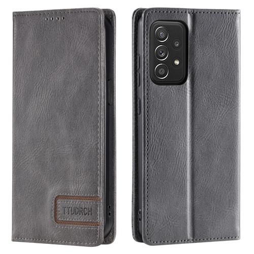 Samsung Galaxy A53 5G TTUDRCH RFID Retro Texture Magnetic Leather Phone Case - Grey