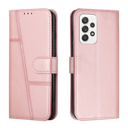 Samsung Galaxy A53 5G Stitching Calf Texture Buckle Leather Phone Case - Pink