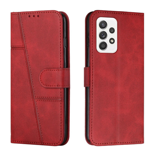 Samsung Galaxy A53 5G Stitching Calf Texture Buckle Leather Phone Case - Red