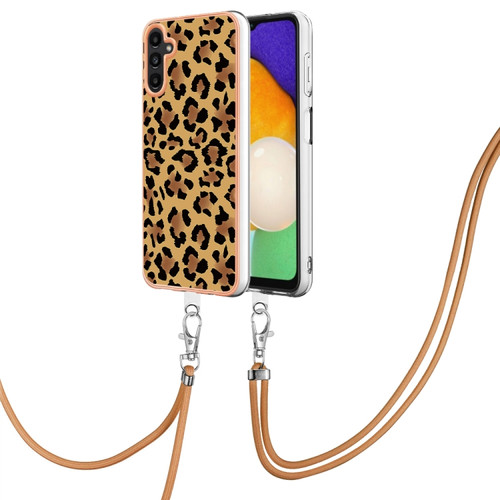 Samsung Galaxy A53 5G Electroplating Dual-side IMD Phone Case with Lanyard - Leopard Print