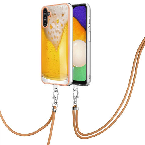 Samsung Galaxy A53 5G Electroplating Dual-side IMD Phone Case with Lanyard - Draft Beer
