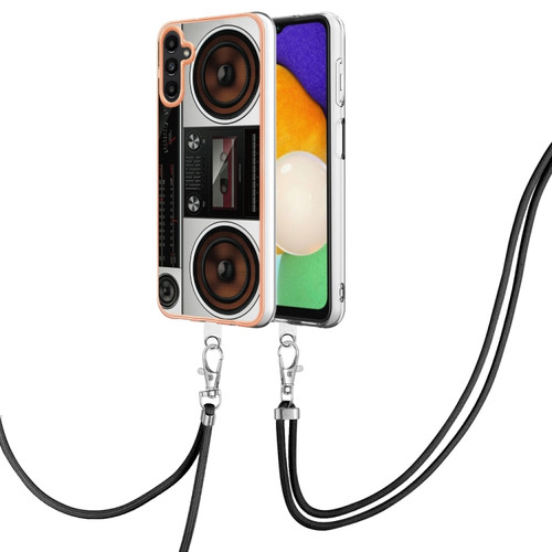 Samsung Galaxy A53 5G Electroplating Dual-side IMD Phone Case with Lanyard - Retro Radio