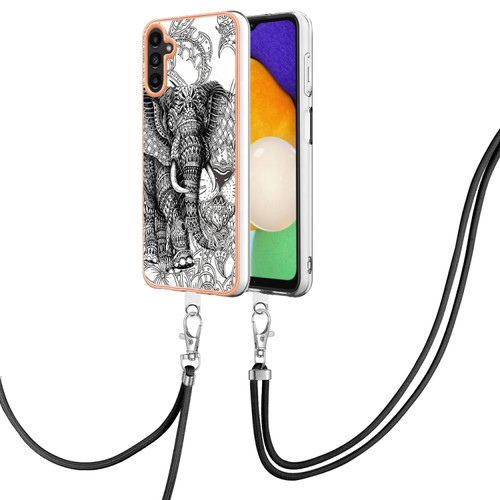 Samsung Galaxy A53 5G Electroplating Dual-side IMD Phone Case with Lanyard - Totem Elephant
