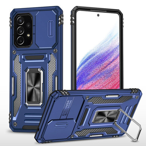 Samsung Galaxy A53 5G Armor PC + TPU Camera Shield Phone Case - Navy Blue