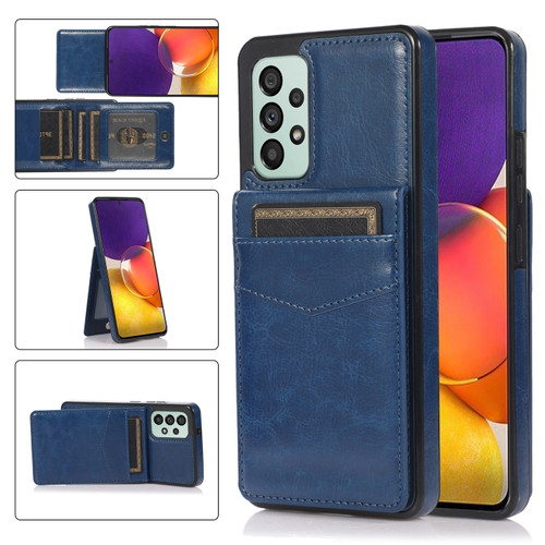 Samsung Galaxy A53 5G Solid Color PC + TPU Protective Case with Holder & Card Slots - Blue