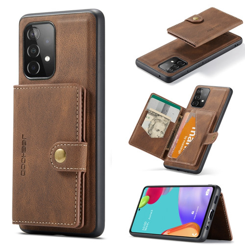 Samsung Galaxy A53 5G JEEHOOD Retro Magnetic Detachable Phone Case with Wallet & Card Slot & Holder - Brown