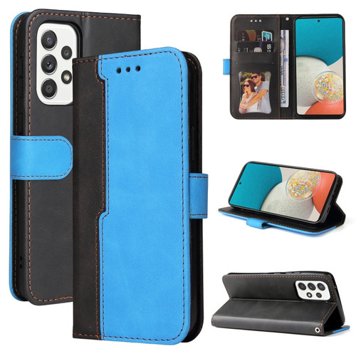 Samsung Galaxy A53 5G Stitching-Color Flip Leather Phone Case with Holder - Blue