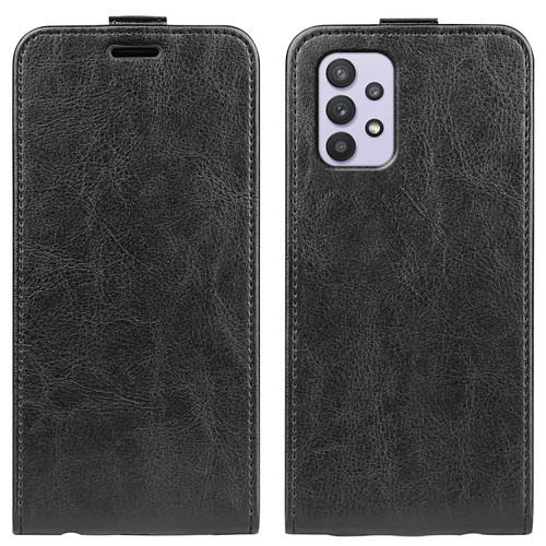 Samsung Galaxy A53 5G R64 Texture Vertical Flip Leather Case with Card Slots & Photo Frame - Black