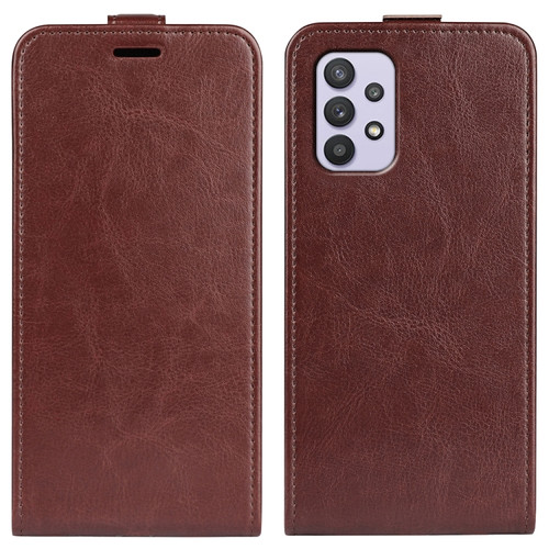 Samsung Galaxy A53 5G R64 Texture Vertical Flip Leather Case with Card Slots & Photo Frame - Brown