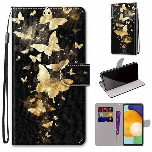 Samsung Galaxy A53 5G Coloured Drawing Cross Texture Horizontal Flip Leather Phone Case with Holder & Card Slots & Wallet & Lanyard - Golden Butterfly Group