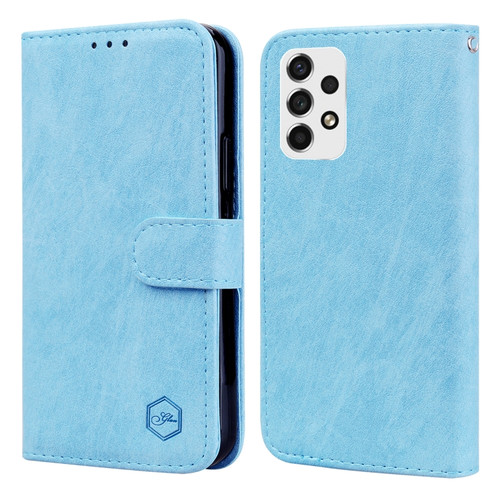 Samsung Galaxy A53 5G Skin Feeling Oil Leather Texture PU + TPU Phone Case - Light Blue