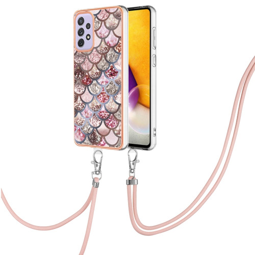 Samsung Galaxy A53 5G Electroplating IMD TPU Phone Case with Lanyard - Pink Scales