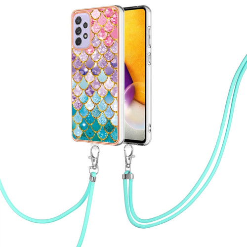 Samsung Galaxy A53 5G Electroplating IMD TPU Phone Case with Lanyard - Colorful Scales