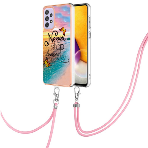 Samsung Galaxy A53 5G Electroplating IMD TPU Phone Case with Lanyard - Dream Butterfly