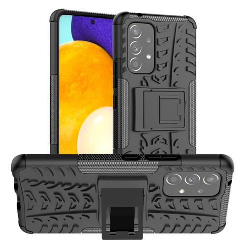 Samsung Galaxy A53 5G Tire Texture TPU + PC Phone Case with Holder - Black