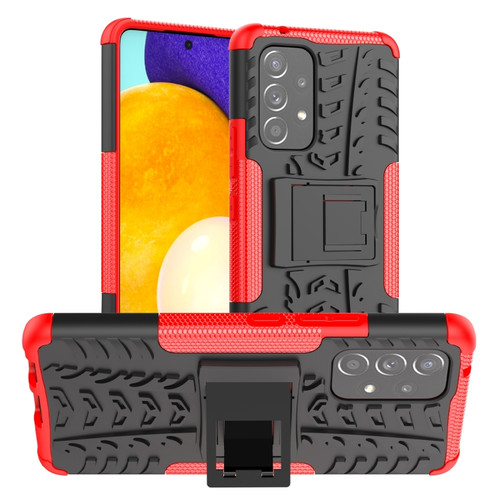 Samsung Galaxy A53 5G Tire Texture TPU + PC Phone Case with Holder - Red