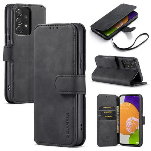 Samsung Galaxy A53 5G DG.MING Retro Oil Side Horizontal Flip Leather Case with Holder & Card Slots & Wallet - Black