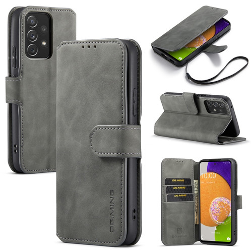 Samsung Galaxy A53 5G DG.MING Retro Oil Side Horizontal Flip Leather Case with Holder & Card Slots & Wallet - Grey