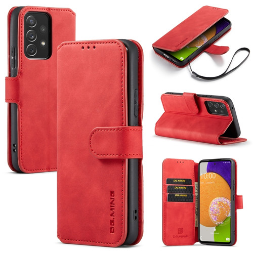 Samsung Galaxy A53 5G DG.MING Retro Oil Side Horizontal Flip Leather Case with Holder & Card Slots & Wallet - Red