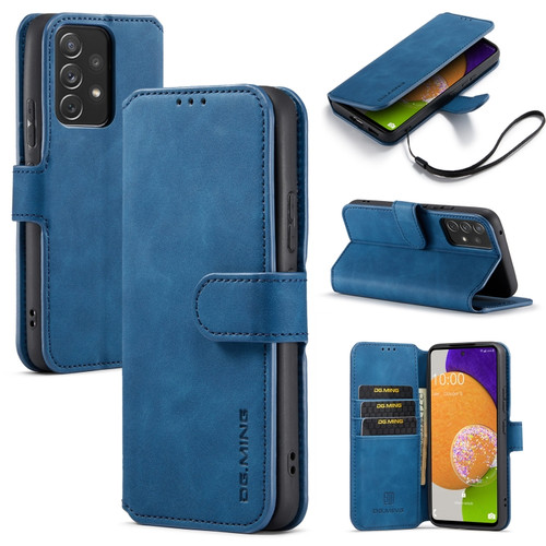 Samsung Galaxy A53 5G DG.MING Retro Oil Side Horizontal Flip Leather Case with Holder & Card Slots & Wallet - Blue