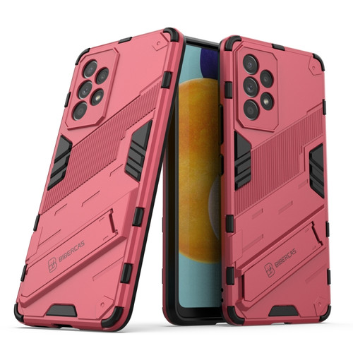 Samsung Galaxy A53 5G Punk Armor 2 in 1 PC + TPU Shockproof Phone Case with Invisible Holder - Light Red