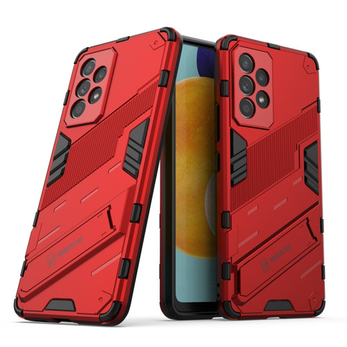 Samsung Galaxy A53 5G Punk Armor 2 in 1 PC + TPU Shockproof Phone Case with Invisible Holder - Red