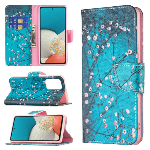Samsung Galaxy A53 5G Colored Drawing Pattern Leather Phone Case - Plum Blossom