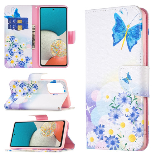 Samsung Galaxy A53 5G Colored Drawing Pattern Leather Phone Case - Butterfly Love