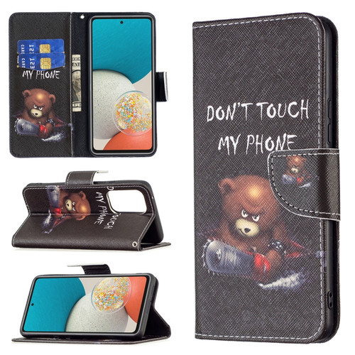 Samsung Galaxy A53 5G Colored Drawing Pattern Leather Phone Case - Bear