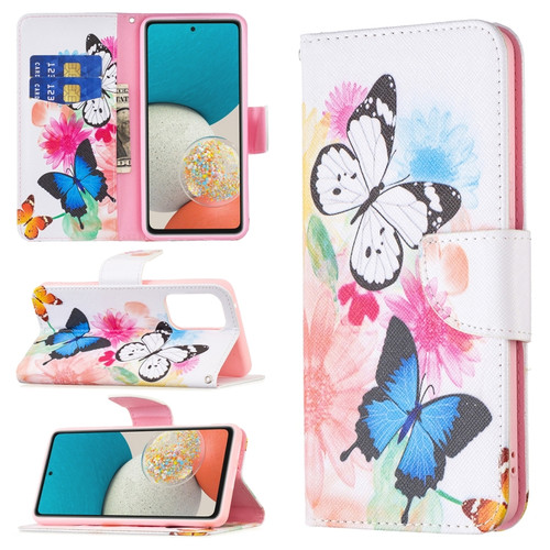 Samsung Galaxy A53 5G Colored Drawing Pattern Leather Phone Case - Butterflies
