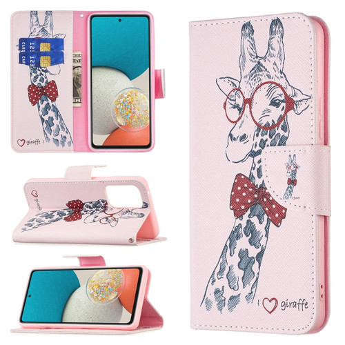 Samsung Galaxy A53 5G Colored Drawing Pattern Leather Phone Case - Deer