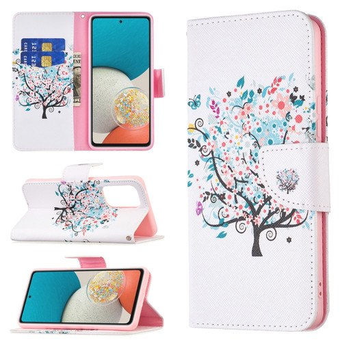 Samsung Galaxy A53 5G Colored Drawing Pattern Leather Phone Case - Tree