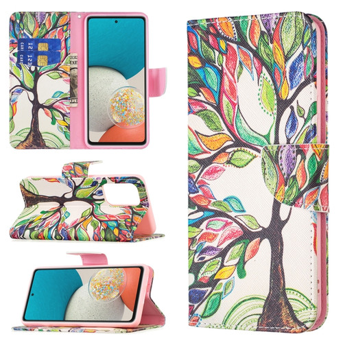 Samsung Galaxy A53 5G Colored Drawing Pattern Leather Phone Case - Tree Life