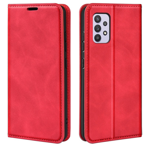 Samsung Galaxy A53 5G Retro-skin Magnetic Leather Case with Holder & Card Slots & Wallet - Red