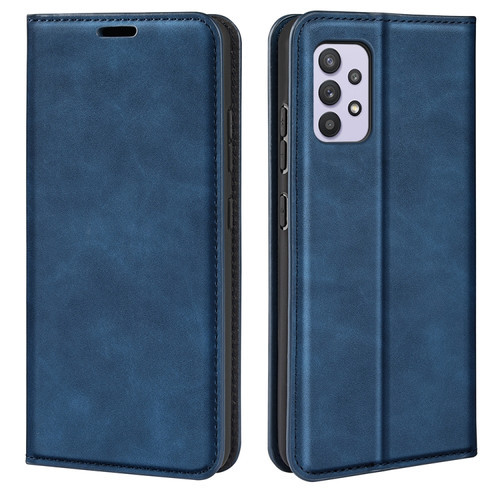 Samsung Galaxy A53 5G Retro-skin Magnetic Leather Case with Holder & Card Slots & Wallet - Dark Blue