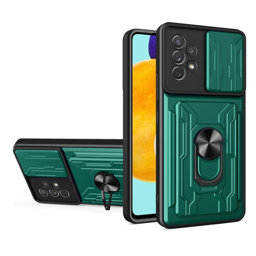 Samsung Galaxy A53 5G Sliding Camshield Card Phone Case - Dark Green