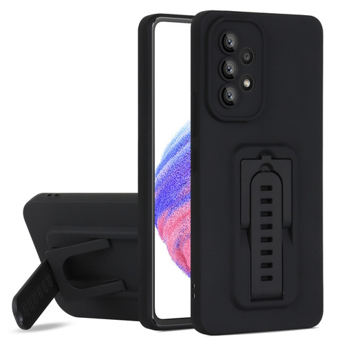 Samsung Galaxy A53 5G Strap Holder Shockproof Protective Phone Case with Lens Film - Black