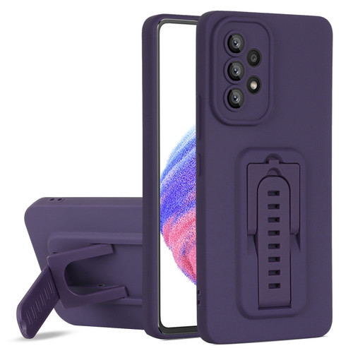 Samsung Galaxy A53 5G Strap Holder Shockproof Protective Phone Case with Lens Film - Purple