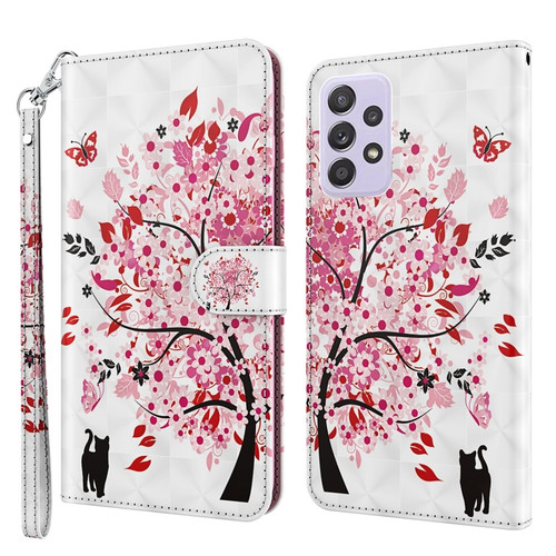 Samsung Galaxy A53 5G 3D Painting Pattern TPU + PU Leather Phone Case - Cat Under The Tree