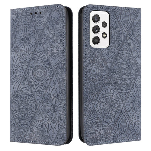 Samsung Galaxy A53 5G Ethnic Embossed Adsorption Leather Phone Case - Grey