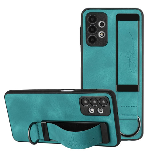 Samsung Galaxy A53 5G Wristband Holder Leather Back Phone Case - Green