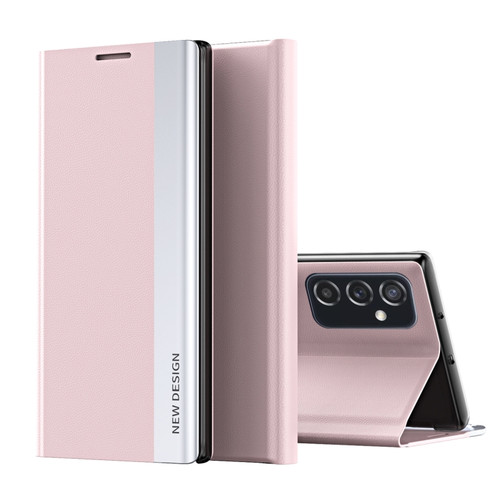 Samsung Galaxy A53 5G Side Electroplated Magnetic Flip Leather Case with Holder - Pink