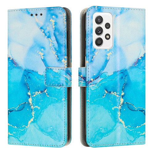 Samsung Galaxy A53 5G Painted Marble Pattern Leather Phone Case - Blue Green