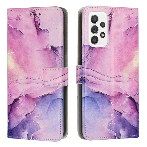 Samsung Galaxy A53 5G Painted Marble Pattern Leather Phone Case - Purple