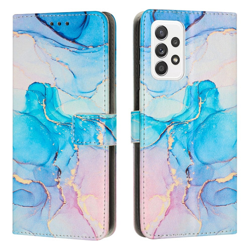 Samsung Galaxy A53 5G Painted Marble Pattern Leather Phone Case - Pink Green