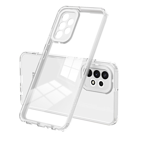 Samsung Galaxy A53 5G 3 in 1 Clear TPU Color PC Frame Phone Case - White