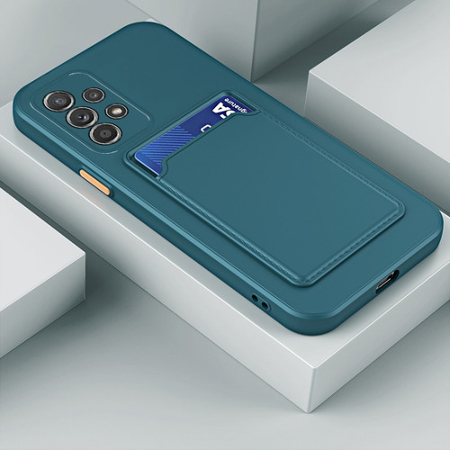 Samsung Galaxy A53 5G Skin Feel Card Contrast Color Button TPU Phone Case - Dark Green